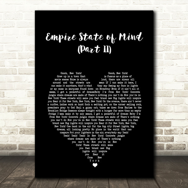 Alicia Keys Empire State of Mind (Part II) Black Heart Song Lyric Music Art Print