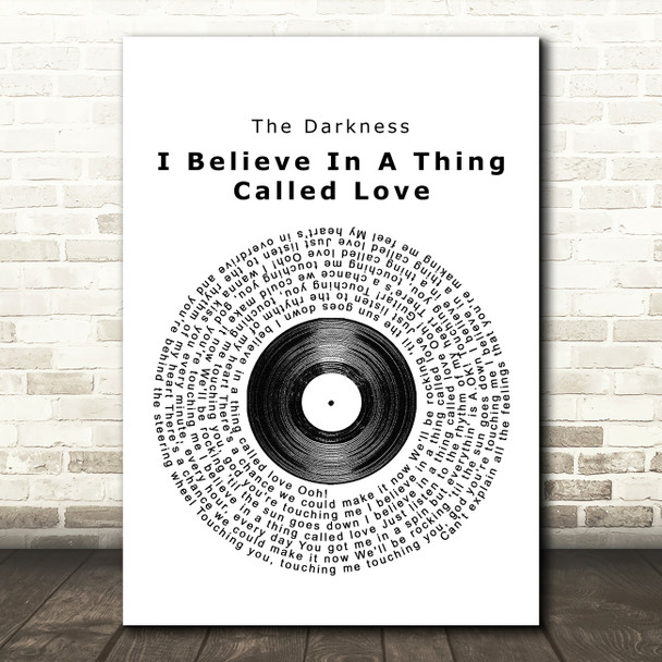 The Darkness I Believe In A Thing Called Love Vinyl Record Song Lyric Print
