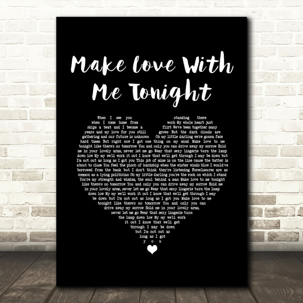 Rod Stewart Make Love With Me Tonight Black Heart Song Lyric Music Art Print