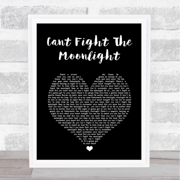 LeAnn Rimes Cant Fight The Moonlight Black Heart Song Lyric Music Art Print