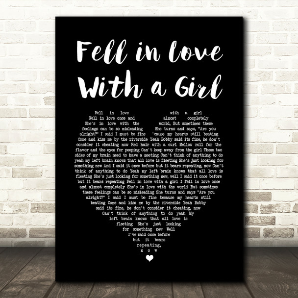 The White Stripes Fell in Love With a Girl Black Heart Song Lyric Music Art Print