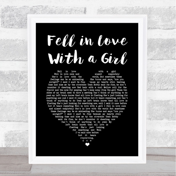 The White Stripes Fell in Love With a Girl Black Heart Song Lyric Music Art Print