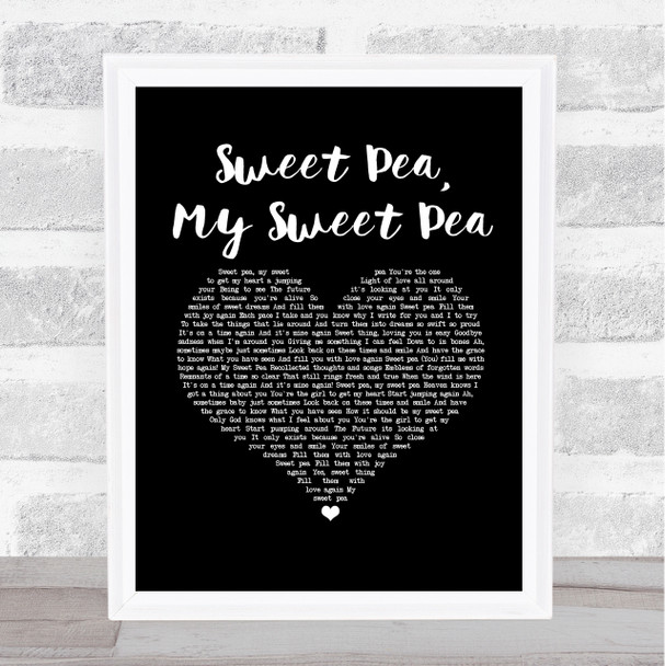 Paul Weller Sweet Pea, My Sweet Pea Black Heart Song Lyric Music Art Print