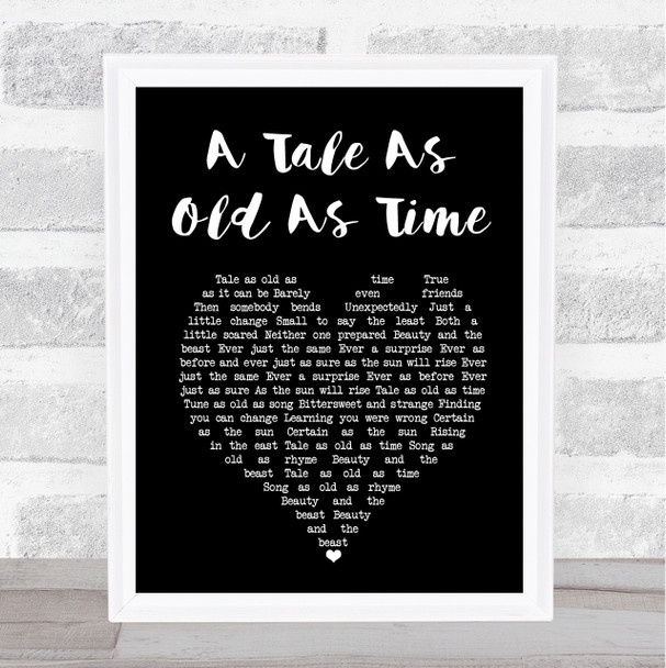 Celine Dion A Tale As Old As Time Black Heart Song Lyric Music Art Print