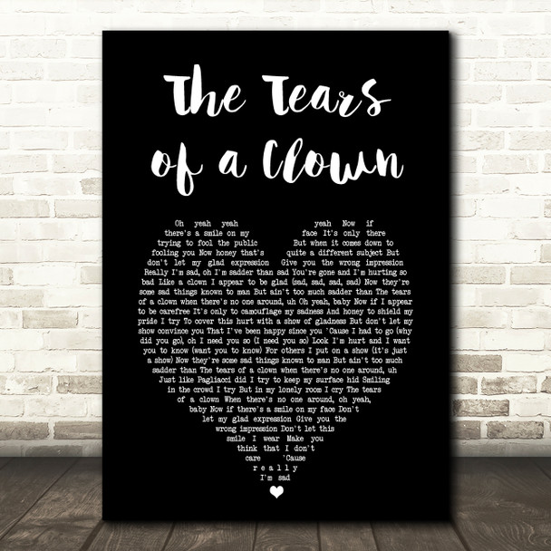 The Miracles The Tears of a Clown Black Heart Song Lyric Music Art Print