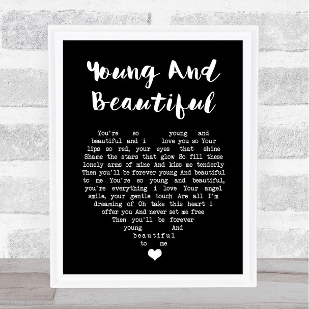 Elvis Presley Young And Beautiful Black Heart Song Lyric Music Art Print