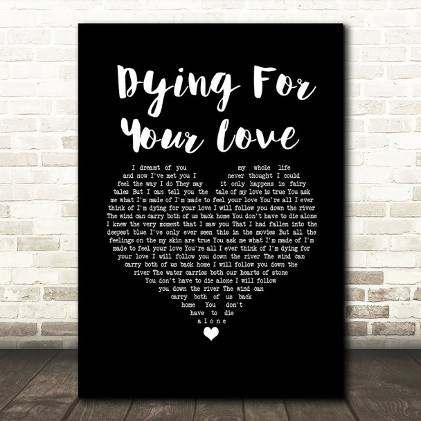 Jack Savoretti Dying For Your Love Black Heart Song Lyric Music Art Print