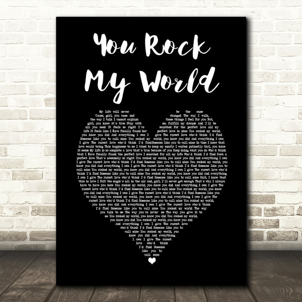 Michael Jackson You Rock My World Black Heart Song Lyric Music Art Print