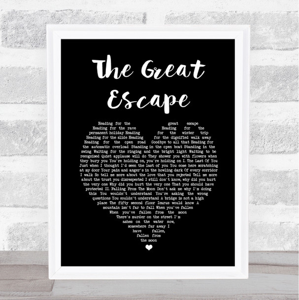 Marillion The Great Escape Black Heart Song Lyric Music Art Print
