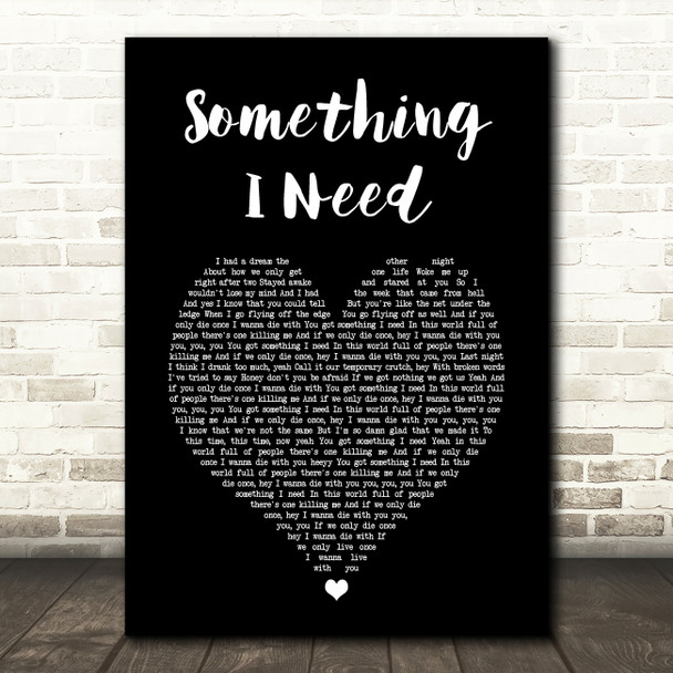 OneRepublic Something I Need Black Heart Song Lyric Music Art Print