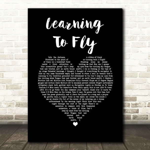 Pink Floyd Learning To Fly Black Heart Song Lyric Music Art Print