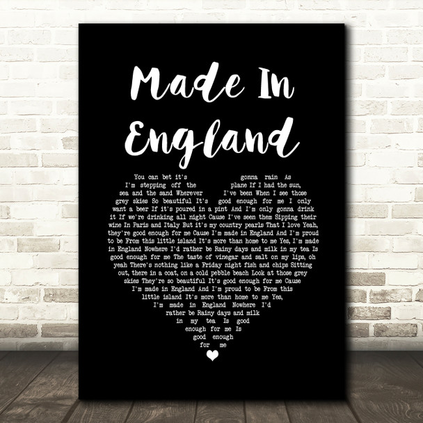 The Shires Made In England Black Heart Song Lyric Music Art Print