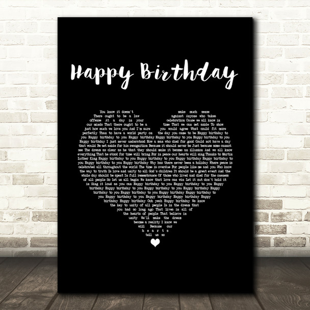Stevie Wonder Happy Birthday Black Heart Song Lyric Music Art Print