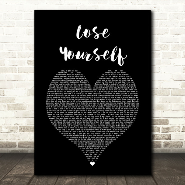 Eminem Lose Yourself Black Heart Song Lyric Music Art Print