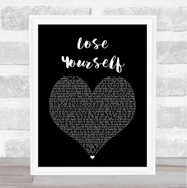 Eminem Lose Yourself Black Heart Song Lyric Music Art Print