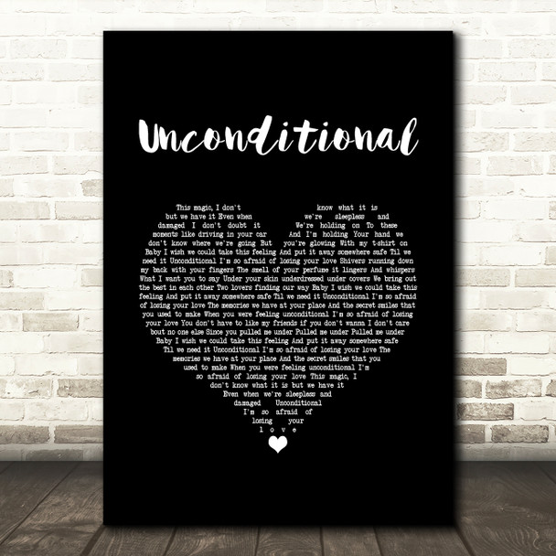 Picture This Unconditional Black Heart Song Lyric Music Art Print