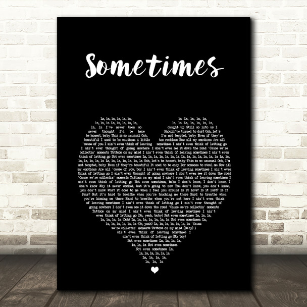 Ariana Grande Sometimes Black Heart Song Lyric Music Art Print