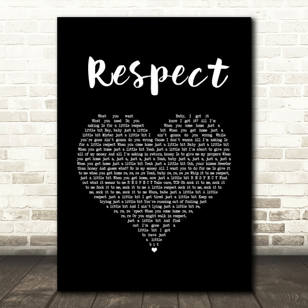 Aretha Franklin Respect Black Heart Song Lyric Music Art Print