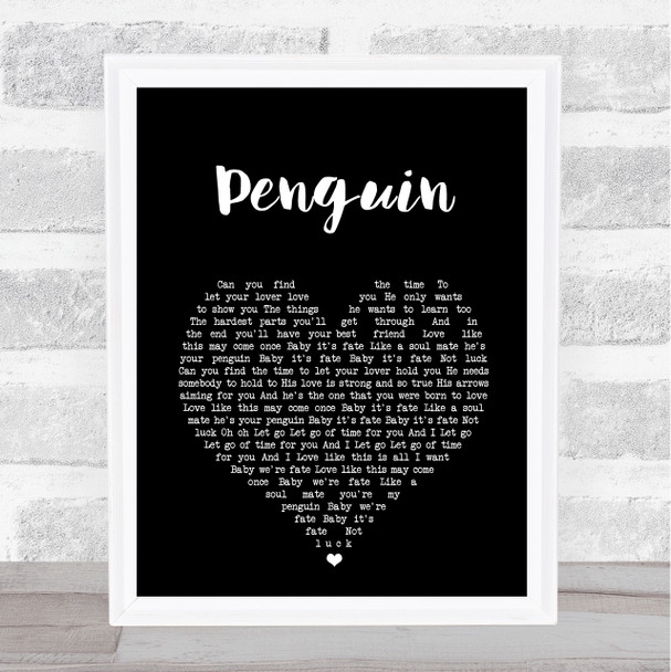 Christina Perri Penguin Black Heart Song Lyric Music Art Print