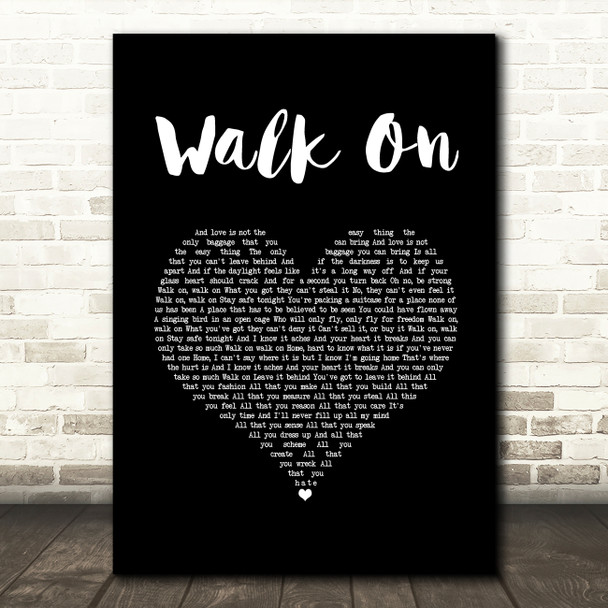 U2 Walk On Black Heart Song Lyric Music Art Print