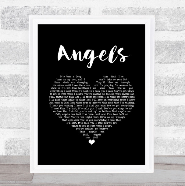 Joshua Radin Angels Black Heart Song Lyric Music Art Print