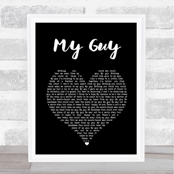 Mary Wells My Guy Black Heart Song Lyric Music Art Print