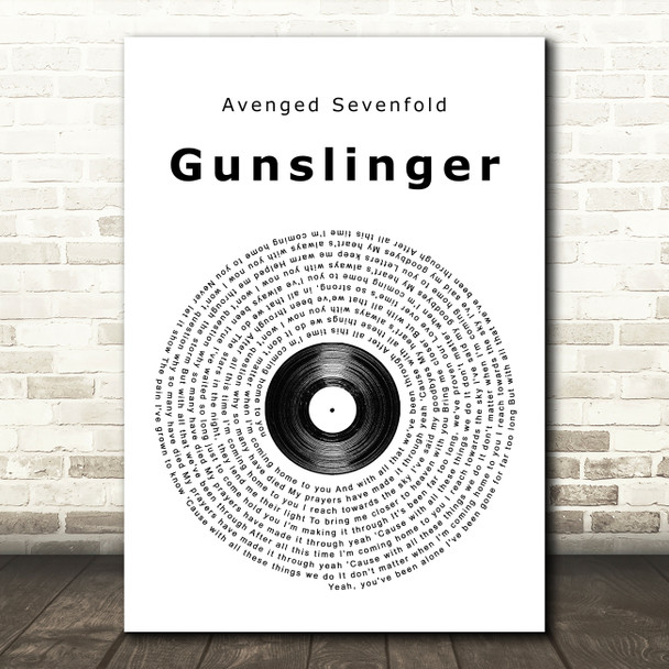 Avenged Sevenfold Gunslinger Vinyl Record Song Lyric Quote Print