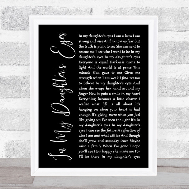 Martina McBride In My Daughter's Eyes Black Script Song Lyric Music Art Print