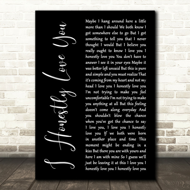 Olivia Newton-John I Honestly Love You Black Script Song Lyric Music Art Print