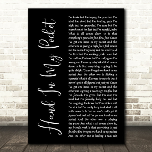 Alanis Morissette Hand In My Pocket Black Script Song Lyric Music Art Print