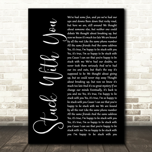 Huey Lewis And The News Stuck With You Black Script Song Lyric Music Art Print