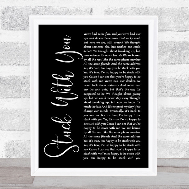 Huey Lewis And The News Stuck With You Black Script Song Lyric Music Art Print