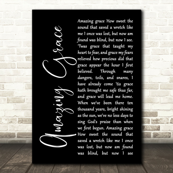 Alan Jackson Amazing Grace Black Script Song Lyric Music Art Print