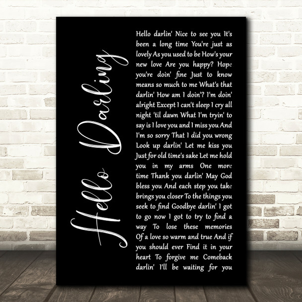 Conway Twitty Hello Darling Black Script Song Lyric Music Art Print