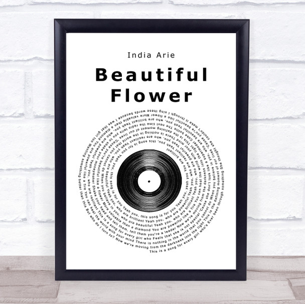 India Arie Beautiful Flower Vinyl Record Song Lyric Quote Print