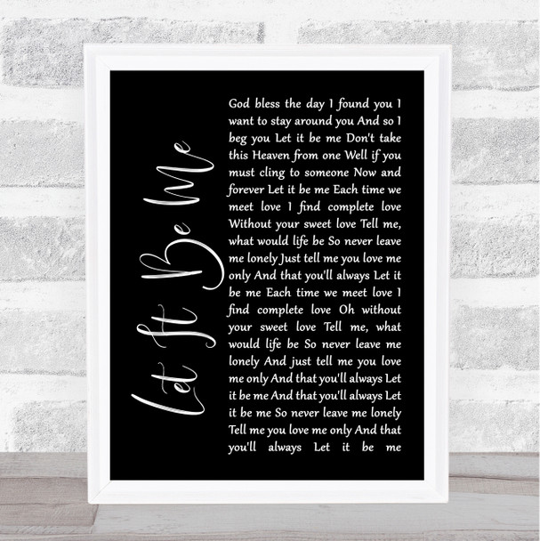 Elvis Presley Let It Be Me Black Script Song Lyric Music Art Print