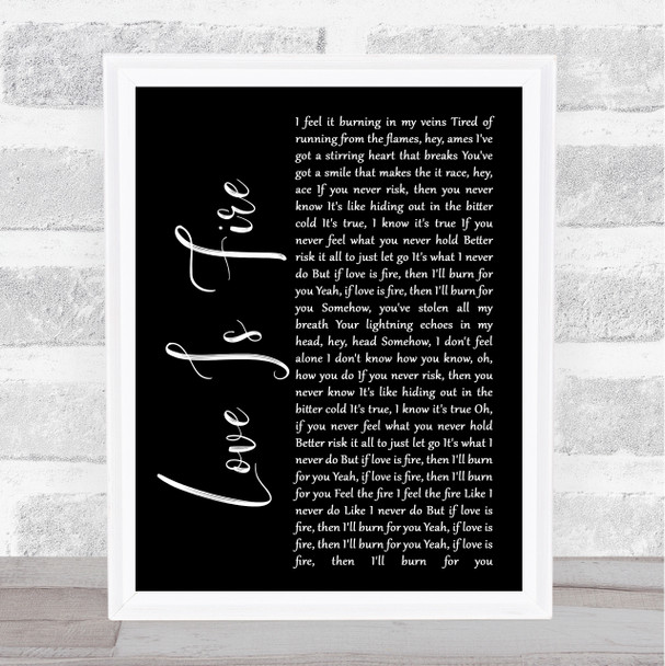 Freya Ridings Love Is Fire Black Script Song Lyric Music Art Print