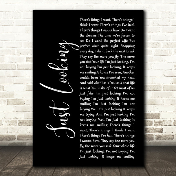 Stereophonics Just Looking Black Script Song Lyric Music Art Print