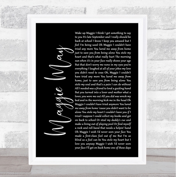 Rod Stewart Maggie May Black Script Song Lyric Music Art Print