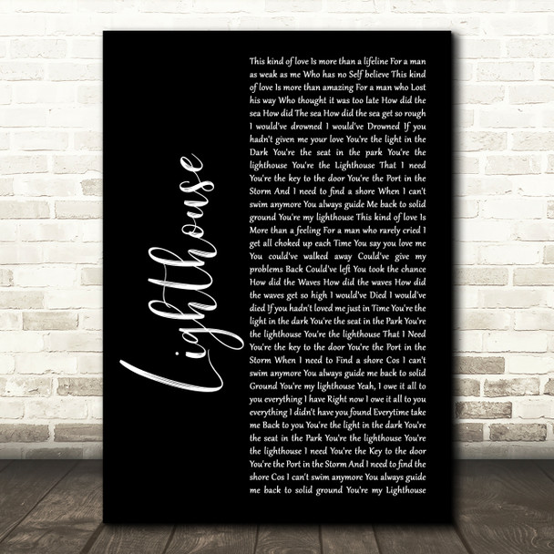 Westlife Lighthouse Black Script Song Lyric Music Art Print