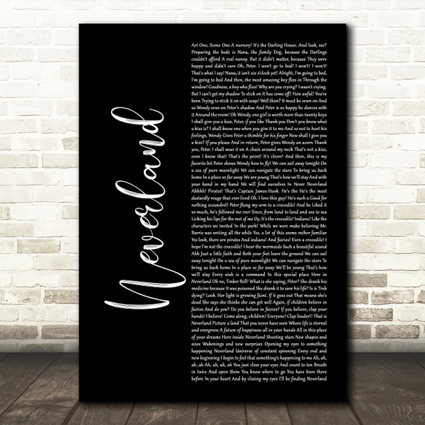 Matthew Morrison, Laura Michelle Kelly, Neverland Black Script Song Lyric Music Art Print