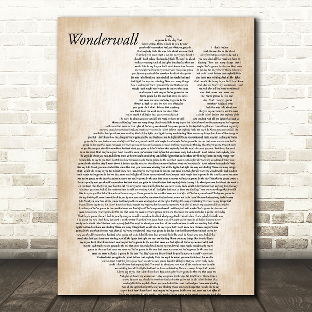 Oasis Wonderwall Father & Baby Song Lyric Music Art Print