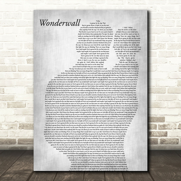 Oasis Wonderwall Father & Baby Grey Song Lyric Music Art Print