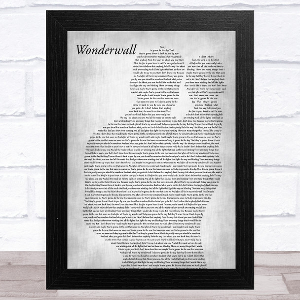 Oasis Wonderwall Father & Baby Grey Song Lyric Music Art Print