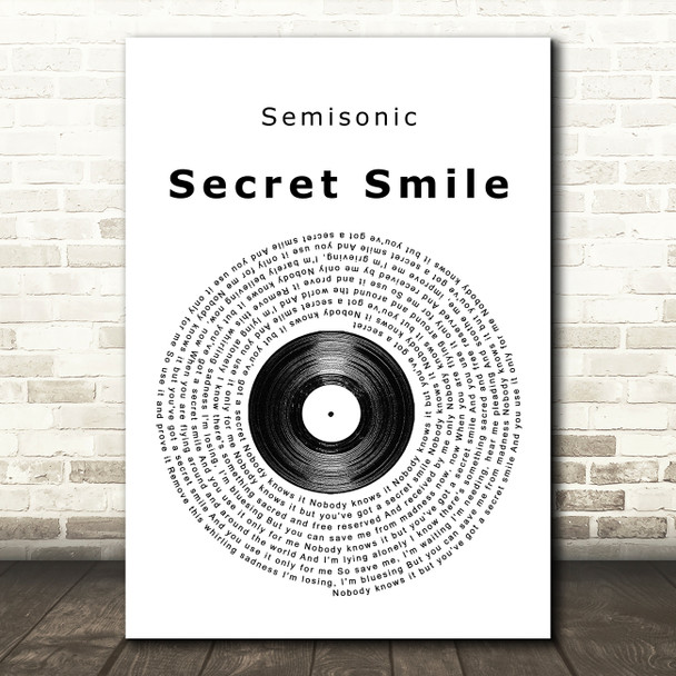 Semisonic Secret Smile Vinyl Record Song Lyric Quote Print