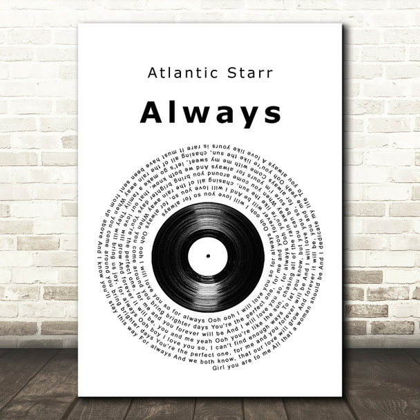 Atlantic Starr Always Vinyl Record Song Lyric Quote Print