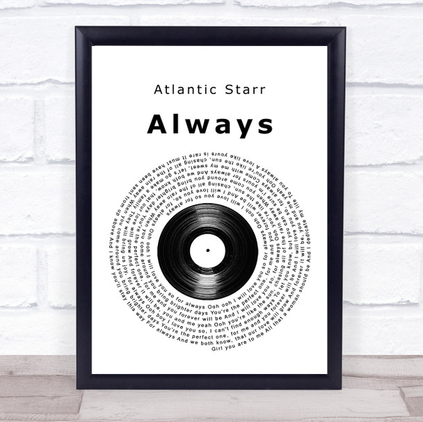 Atlantic Starr Always Vinyl Record Song Lyric Quote Print