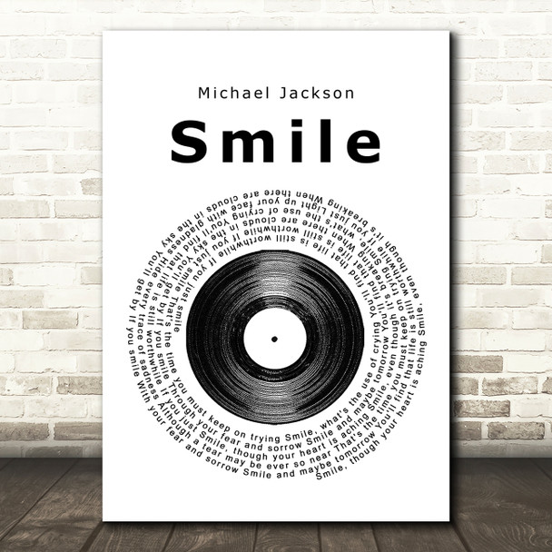 Michael Jackson Smile Vinyl Record Song Lyric Quote Print