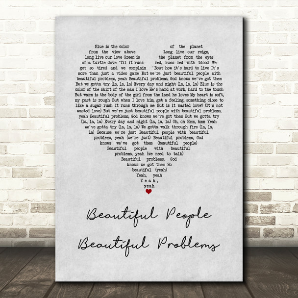 Lana Del Rey Beautiful People Beautiful Problems Grey Heart Song Lyric Music Art Print