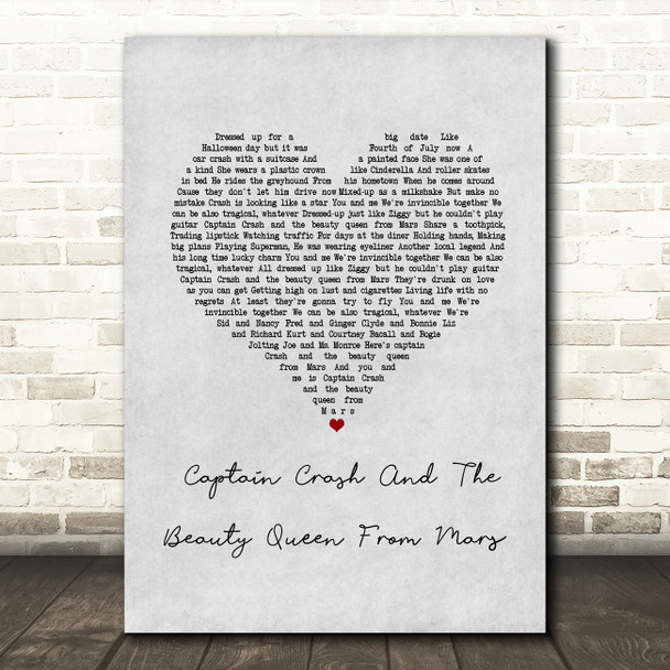 Bon Jovi Captain Crash And The Beauty Queen From Mars Grey Heart Song Lyric Music Art Print